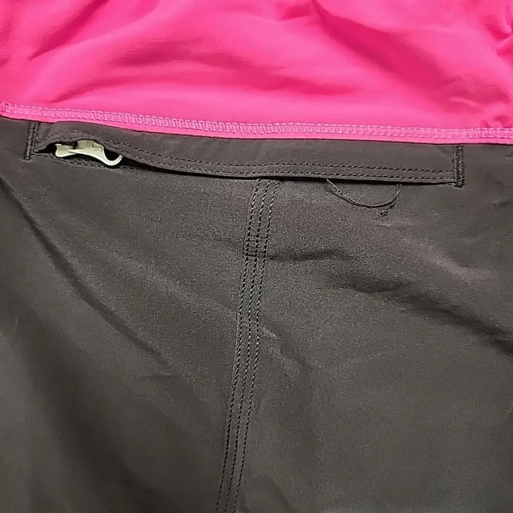 Lululemon Wide Leg Capri Yoga Pants Ankle Drawstring Back Pocket Sz 8 Black/Pink